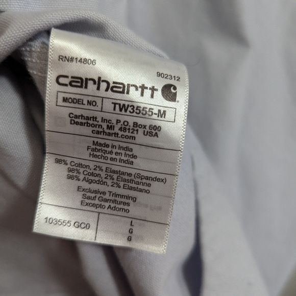 Carhartt men's rugged flex cotton button down shirt size L in light grey - Picture 5 of 6